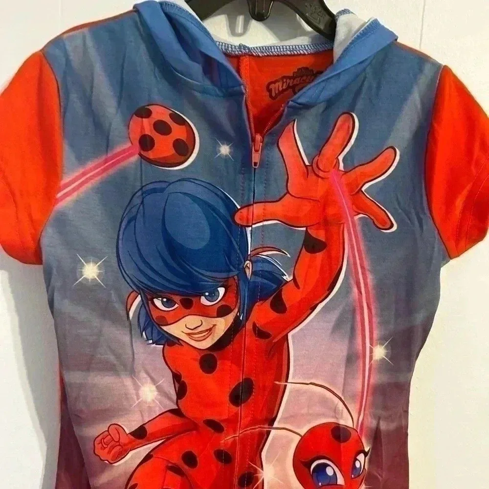 Miraculous Ladybug Zag Heroez Hooded Suit Red Blue Short Sleeve 4/5 Kids‎ PJs